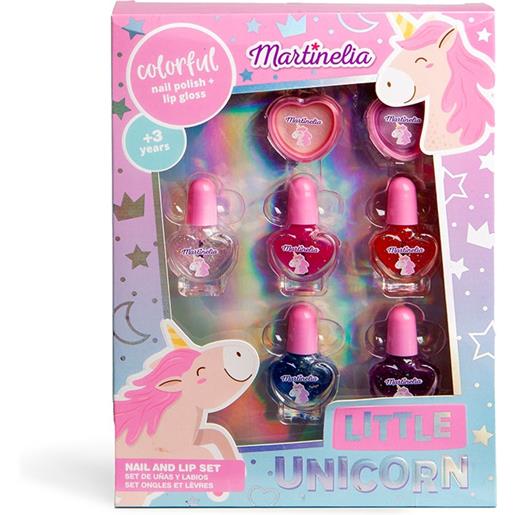 Martinelia little unicorn nail polish & lip set colorful prodotti makeup 7 pz