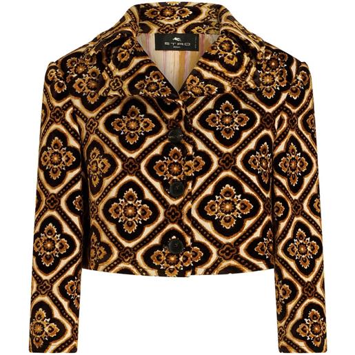 ETRO giacca crop con stampa geometrica - marrone