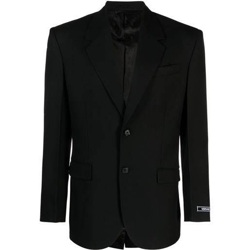 Versace blazer monopetto con applicazione - nero