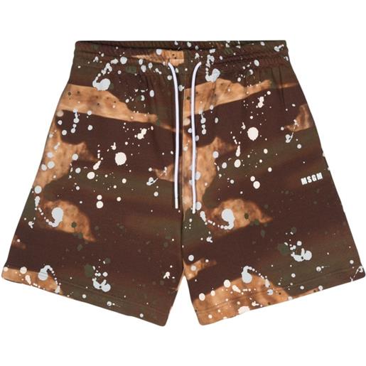MSGM shorts running con stampa camouflage - marrone