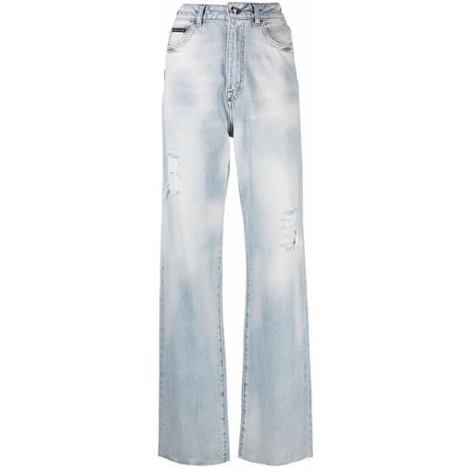 Philipp Plein jeans a vita alta palazzo - blu