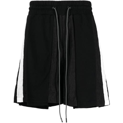 Mostly Heard Rarely Seen striped panelled cotton track shorts - nero
