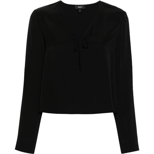 Theory top crop con scollo a v - nero