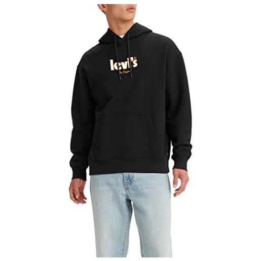 Levi's relaxed graphic sweatshirt, felpa con cappuccio uomo, poster hoodie caviar, xs