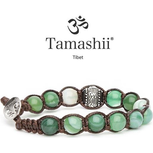 Tamashii bracciale ruota della preghiera agata verde striata Tamashii unisex