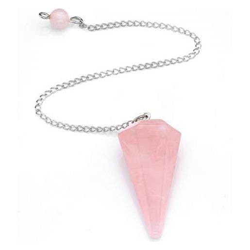 Holibanna - collana in cristallo di quarzo naturale, con ciondolo a forma di pendolo radiestesia per uomini e donne, colore: rosa metro rosa