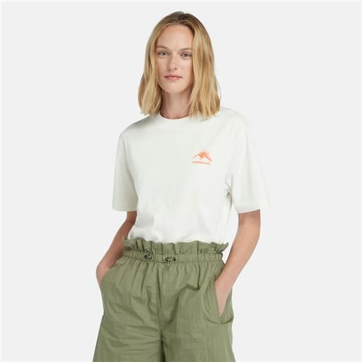 Timberland t-shirt con grafica hike life da donna in bianco bianco
