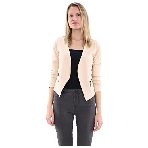 malito more than fashion 6040 - blazer da donna senza colletto | giacca corta con zip | giacca - giacca - giacca - blouson, bordeaux, s