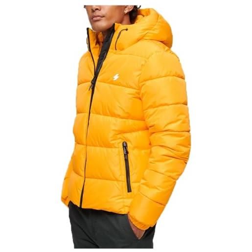 Superdry hooded sports puffr jacket giacca, saffron giallo, l uomo