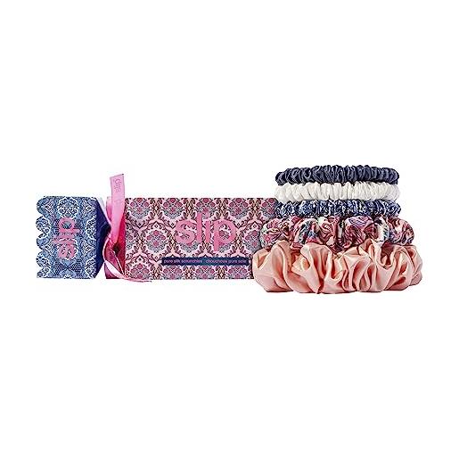 Slip silk pure silk scrunchies, cracker - abbey - 100% pure 22 momme mulberry silk scrunchies for women - hair-friendly + luxurious elastic scrunchies set (5 scrunchies)
