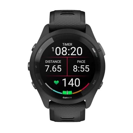 Garmin forerunner® 265 running smartwatch, display amoled colorato, metriche di allenamento e approfondimenti di recupero, nero e grigio polvere, 46 mm