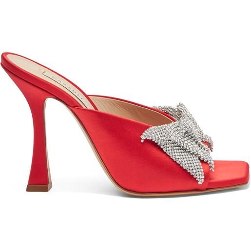 Casadei butterfly geraldine crystal satin mules flame