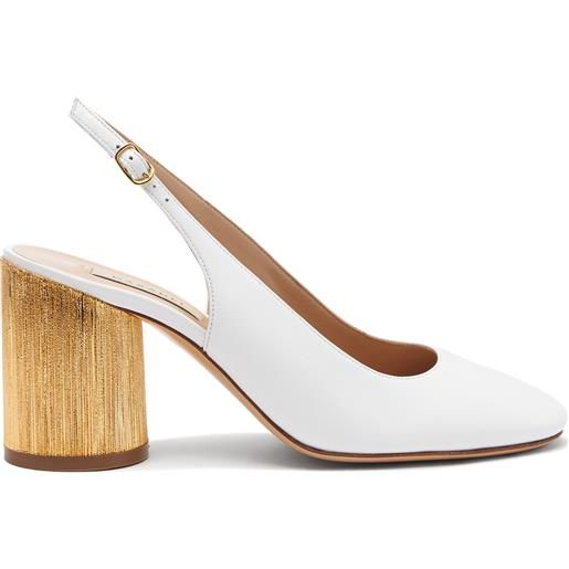 Casadei emily cleo leather and gold slingbacks white