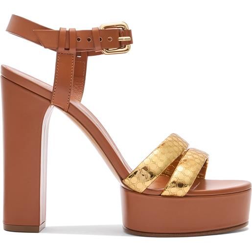 Casadei atomium betty leather and gold platform sandals gold and etruria