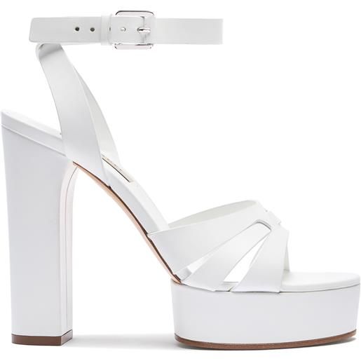 Casadei betty leather platform sandals white