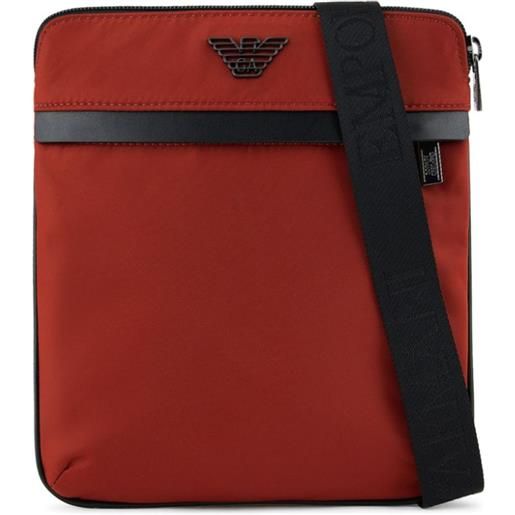 Emporio Armani borsa messenger con placca logo - rosso