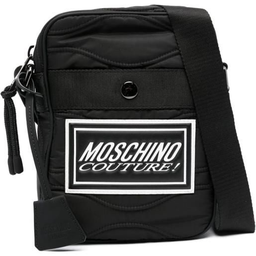 Moschino borsa messenger con logo goffrato - nero