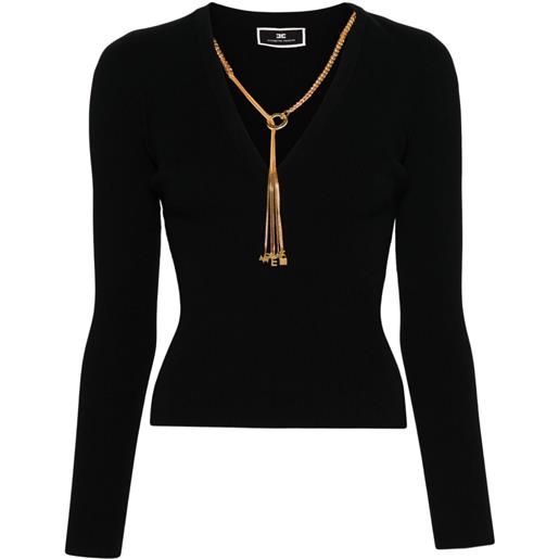 Elisabetta Franchi maglione con collana rimovibile - nero