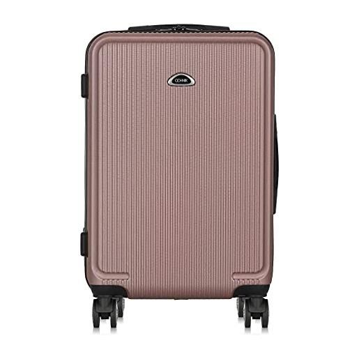OCHNIK valigia media valigia rigida | materiale: abs | colore: rosa cipria | taglia: m | dimensioni: 65x42,5x26cm | volume: 58 l | 4 ruote | alta qualità