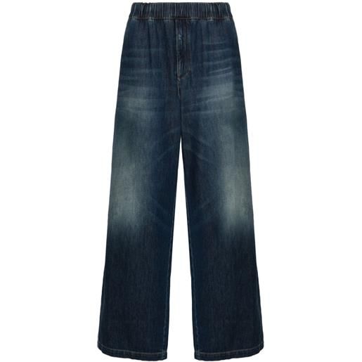 Valentino Garavani jeans a gamba ampia con vita elasticizzata - blu