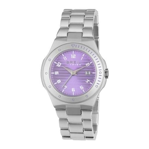 Breil orologio donna neo quadrante mono-colore violetto movimento solo tempo - 3 lancette quarzo e bracciale alluminio argento ew0434