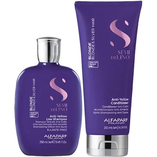 ALFAPARF MILANO kit semi di lino anti-yellow low shampoo 250ml + conditioner 200ml