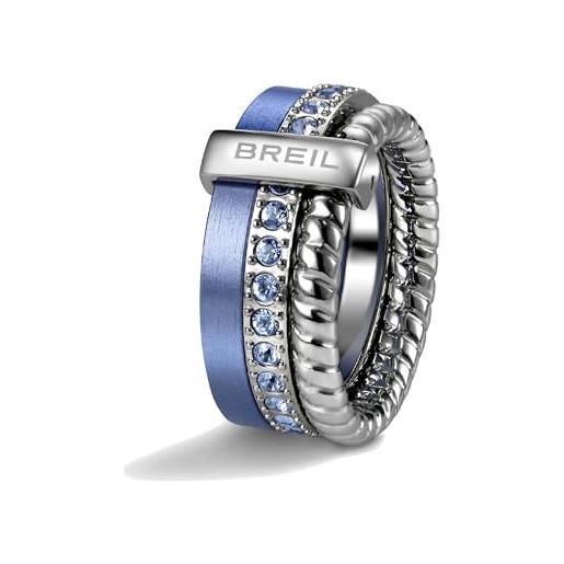 Breil gioiello collezione breilogy, anelli da donna in acciaio colore lilla misura 16 con con pietre - tj1718