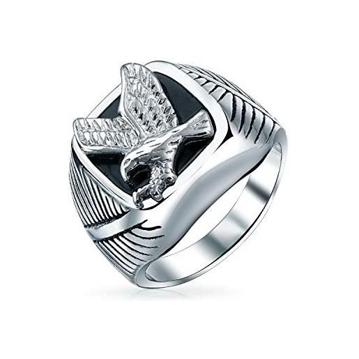 Bling Jewelry personalizza l'anello sigillo patriottico usa con aquila calva americana per uomo di grandi dimensioni in acciaio inossidabile argentato