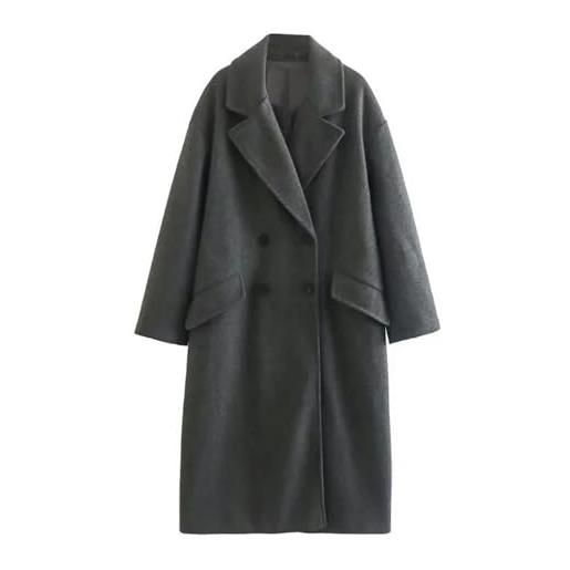 WEITING cappotto in lana unisex di media lunghezza da donna autunno e inverno - grigio scuro - m