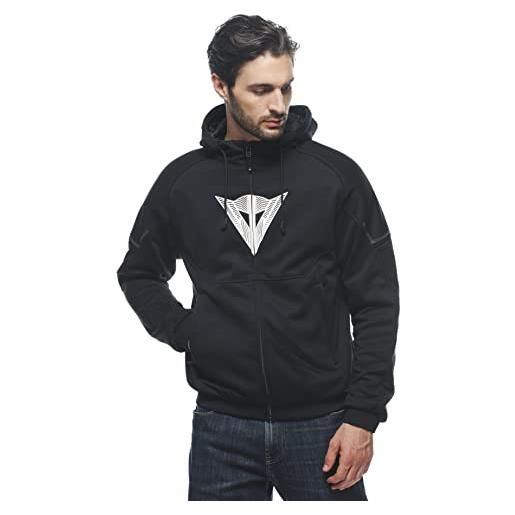 Dainese - daemon-x safety hoodie full zip, felpa moto in tessuto, protezioni su spalle e gomiti, giacca moto da uomo, nero/nero/bianco, 64