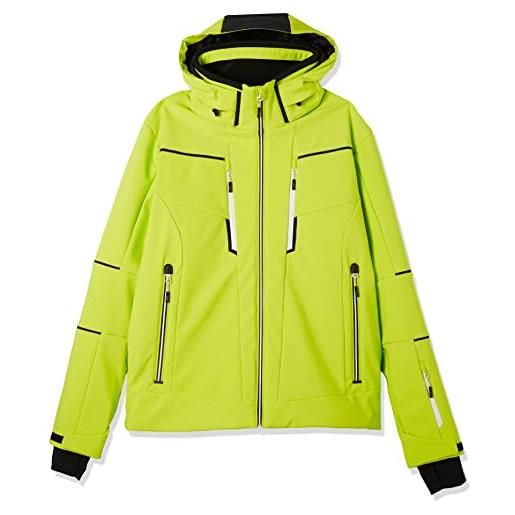 CMP giacca da sci in softshell da uomo con cappuccio removibile, verde (acido), 56