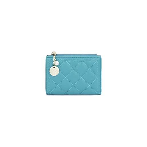 PORRASSO portafoglio corto da donna moda portamonete carte di credito di pu portafoglio piccolo wallet tasca moneta con 5 scomparti per carte blu