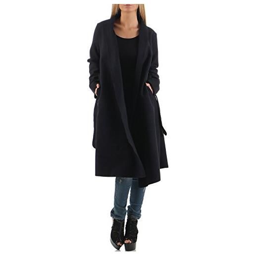 malito more than fashion malito donna lungo cappotti cascata-design cardigan basic 3050 (grigio scuro)