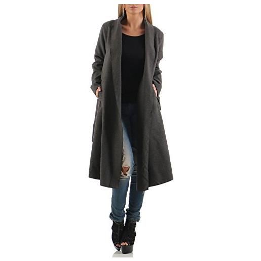malito more than fashion malito donna lungo cappotti cascata-design cardigan basic 3050 (camel)