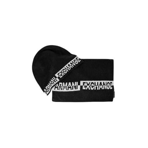 Armani Exchange set sciarpa e cappello nero 00020, taglia unica