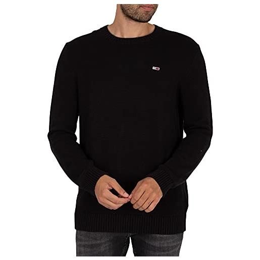 Tommy Jeans tjm essential crew neck sweater, maglione uomo, nero, m