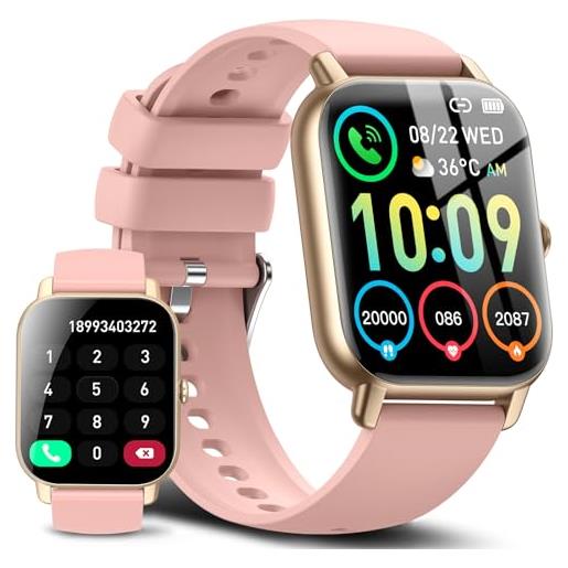 Ddidbi smartwatch donna con effettua/risposta chiamate, 1.85orologio smartwatch, smart watch con cardiofrequenzimetro/monitoraggio del sonno, 112 modalità sportive, ip68 impermeabile per ios/android, rosa