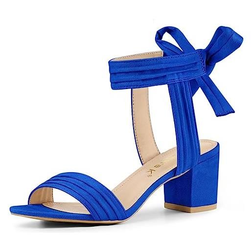 Allegra K sandali da donna con tacco a blocco, punta aperta alla caviglia, blu scuro, 39 eu