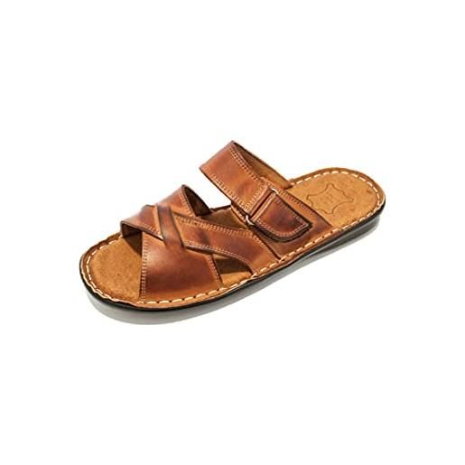 Kristian Shoes 142 - ciabatte sandali aperte estive da uomo - in pelle - nero 43