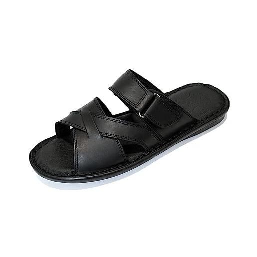 Kristian Shoes 142 - ciabatte sandali aperte estive da uomo - in pelle - marrone 45