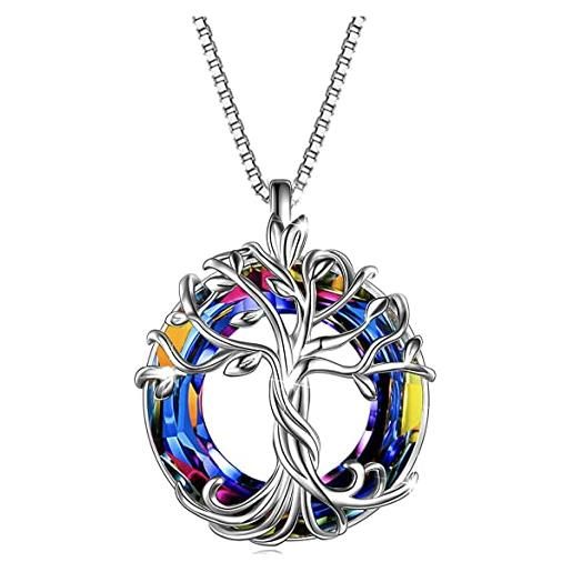 MŚ 1997 MENNICA ŚWIDNICKA la collana albero della vita realizzata in argento sterlina 925, catena lunga 45 cm - perfetto per un regalo per una donna moglie madre figlia (volcano)