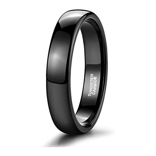 Zakk anelli da donna e uomo in tungsteno nero lucido anello di fidanzamento fedi nuziali 2mm 4mm 6mm 8mm (4mm, 69 (22.0))