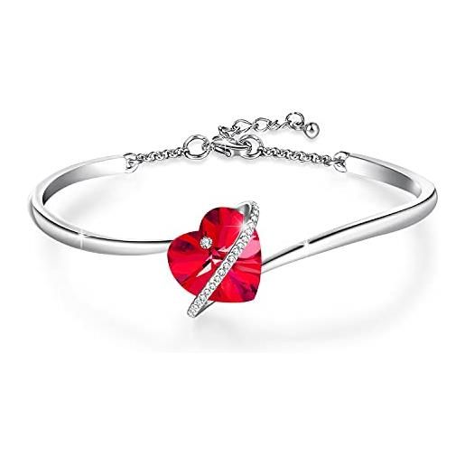 GEORGE · SMITH Bracciale Infinito Zirconi per Donne Ragazze, Gioielli Placcati in Argento con Cuore Infinito Regali per Mamma Moglie San Valentino Compleanno Festa della Mamma (Argento 925 Cuore