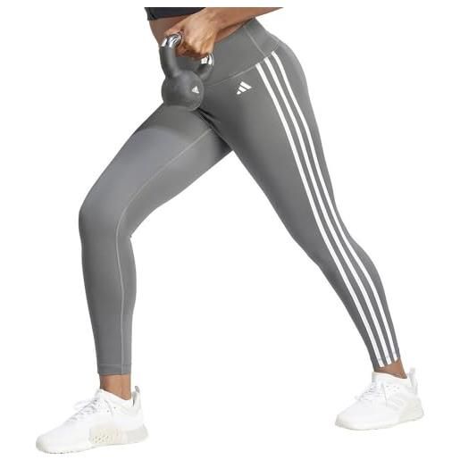 adidas train essentials 3-stripes high-waisted 7/8 leggings, leggings donna, grey six, s