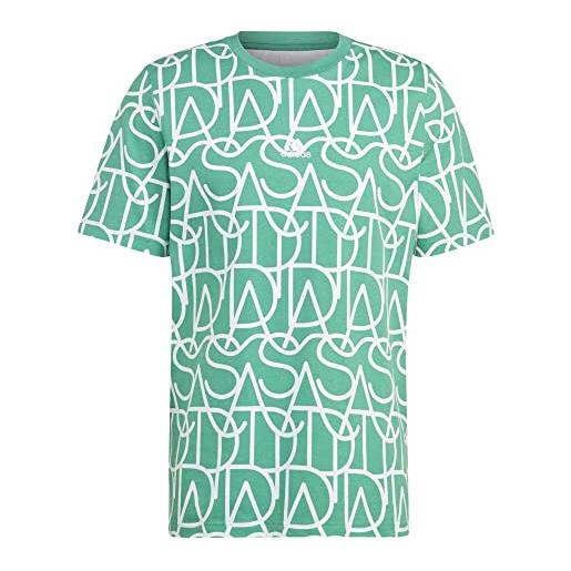 adidas maglietta da uomo (manica corta), m bl tee q2, semi court green, hz3091, m