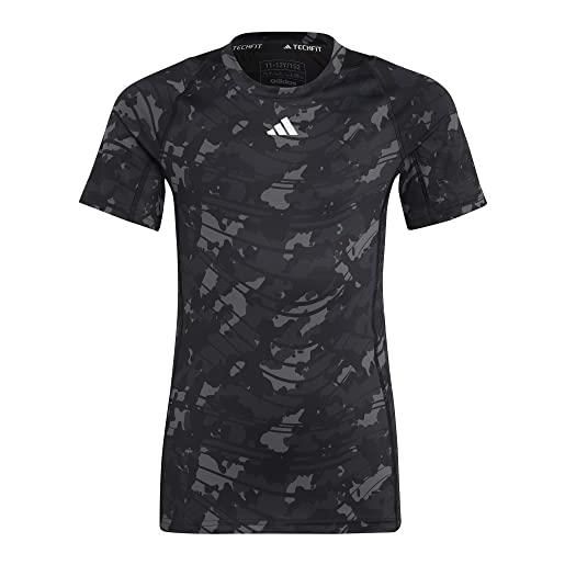 adidas hr6262 b tf tee t-shirt bambino grey five/carbon/black/white taglia 1112