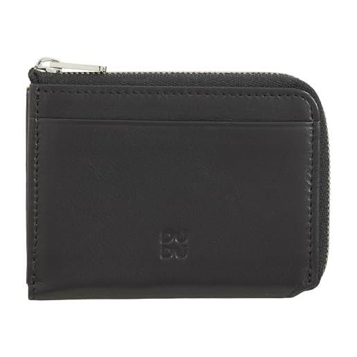 Dudu portafoglio uomo piccolo con zip, portafoglio rfid in pelle colorato, porta carte di credito, design compatto tascabile nero