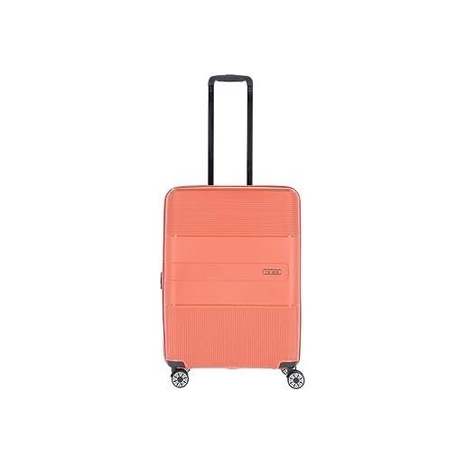 travelite valigia rigida a 4 ruote misura m, con piega ad espansione + lucchetto tsa, serie waal, trolley con rivestimento riciclato, 65 cm, 65 - 75 l, arancione (terracotta)
