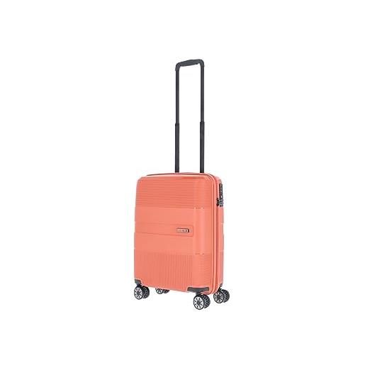 travelite valigia a mano a guscio rigido a 4 ruote piccola con chiusura tsa, serie waal, trolley robusto con rivestimento riciclato, 55 cm, 36 l, arancione (terracotta)