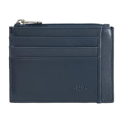 Nuvola Pelle bustina portafoglio porta carte di credito tascabile in pelle portamonete uomo a cerniera zip blu